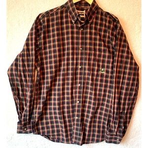 Wrangler Shirt Men's Medium Classic Long Sleeve Button Down Plaid Red Multicolor